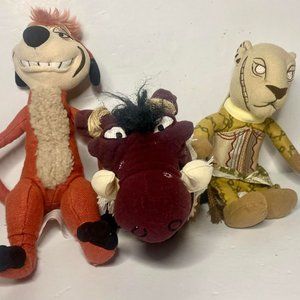 Nala, Pumba and Timone -Lion King Broadway Musical Disney Plushes- Lot of 3